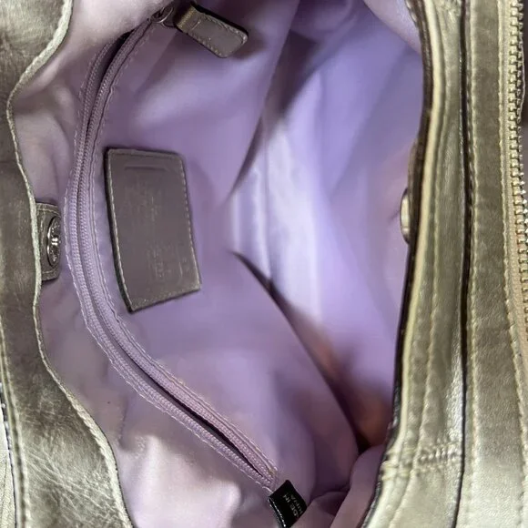 Coach Vintage Silver Soft Leather Satchel Purse Bag with Double Handle - Picture 8 of 12